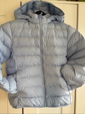 Uniqlo Kids Unisex Blue PUFFTECH Washable Parka with Detachable Hood NWOT, 9-10